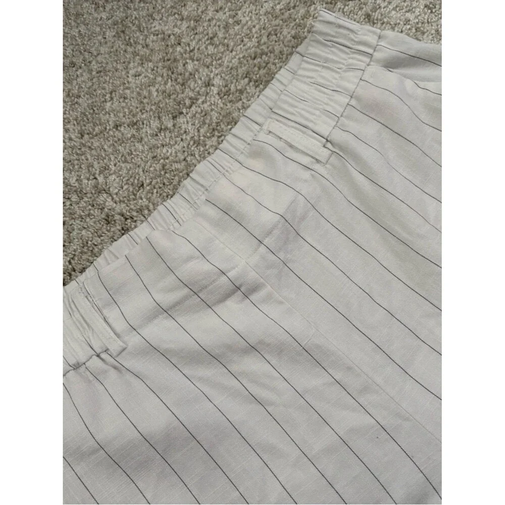 Rachel Zoe Wide Leg Pinstripe Pants size 10 elastic waist pull up